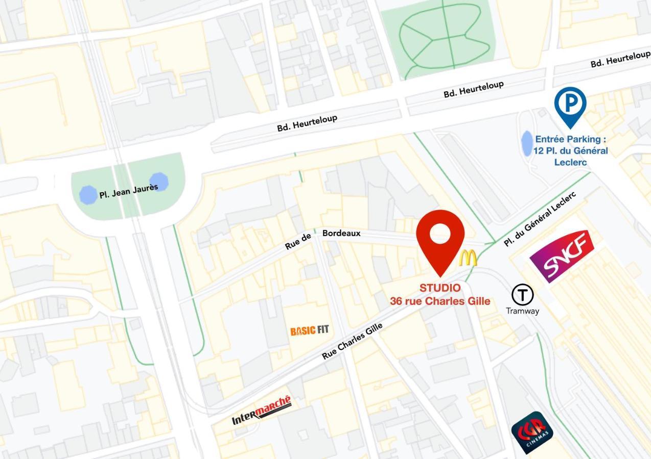 Studio Avec Balcon & Parking Gratuit - Tours Gare Eksteriør bilde